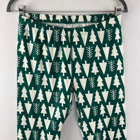 Hanna Andersson Holiday Pajama Set Green White Christmas Tree Cotton Size S/M - Picture 4 of 16